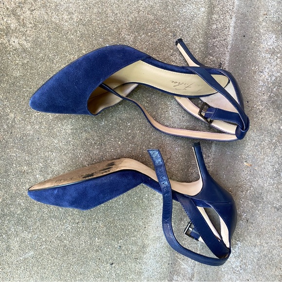 Marc Fisher Navy Blue Faux Suede/Leather Heels - Picture 2 of 5